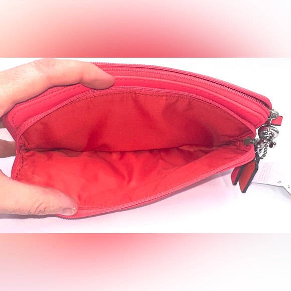 Coach POPPY Flower Eyelet Wrislet Wallet Vintage Pink Orange NWT - Picture 8 of 15